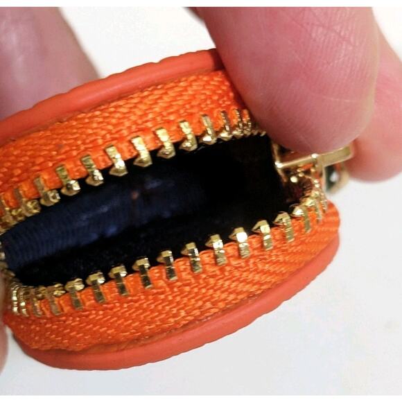 Cute Orange Fruit Change Purse AirTag Holder Bag Charm With Zipper New Trendy - Picture 3 of 4